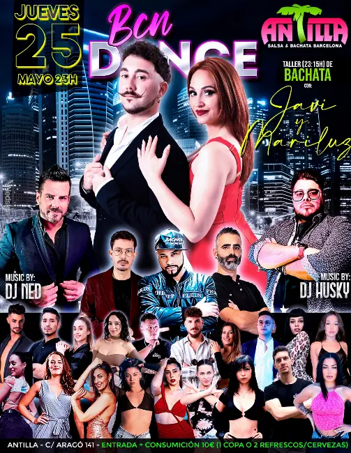 Poster for BACHATA NIGHT on Thursday, October 12 by Bcn Dance Life