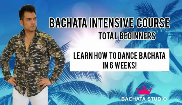 Poster for Bachata Intensive Course “Total Beginners” on Monday, February 26 by Bachata Studio Helsinki