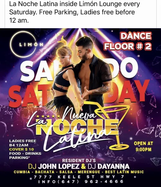 Poster for La Noche Latina on Saturday, March  2