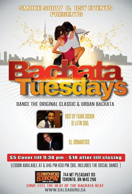Poster for Bachata Tuesdays at Smoke Show on Tuesday, March  5