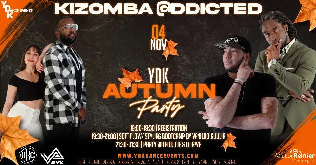 Poster for YDK Autumn Party | Bootcamp by Vanildo & Julia | Party with DJ Ryze & DJ Tje on Saturday, November  4 by YDK Dance Events