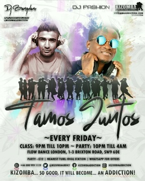Poster for Tamos Juntos - Londons Friday Night Spot For Kizomba Classes & Party on Saturday, December 18 by Kizomba Addiction