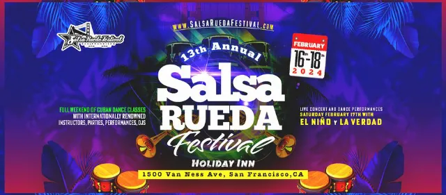 Poster for The 13th Salsa Rueda Festival in San Francisco on Saturday, February 17