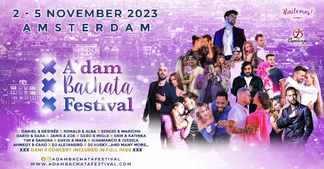 Poster for A'dam Bachata Festival on Thursday, November  2 by A'dam Bachata Festival