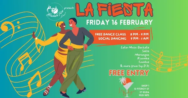 Poster for LA FIESTA | Bachata Fever Friday Night Social Dancing on Friday, February 16
