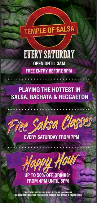 Poster for TEMPLE OF SALSA on Saturday, June  3 by Bar Salsa Temple