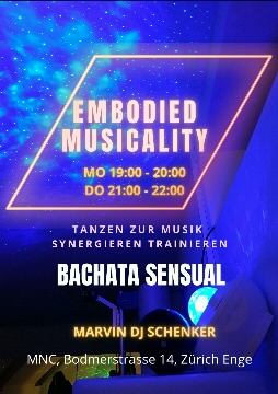 Poster for Embodied Musicality 🎵 Bachata Sensual Mondays on Monday, April 25 by DJ Schenker🎵