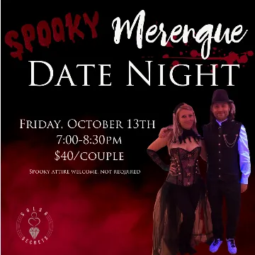 Poster for Spooky Merengue Date Night on Friday, October 13 by Salsa Secrets