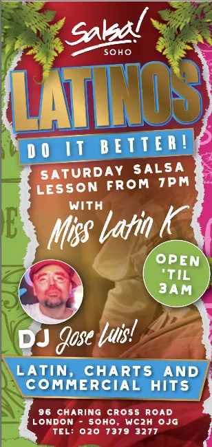 Poster for Latino Saturdays at Bar Salsa Soho on Saturday, June 10 by Bar Salsa Soho