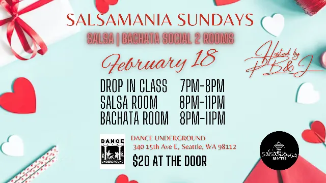 Poster for Salsamania Sundays on Sunday, February 18