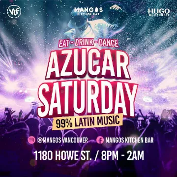 Poster for Azucar Saturdays on Saturday, November 25 by Mangos Kitchen Bar