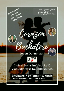 Poster for Corazon Bachatero on Thursday, June 23 by Ju