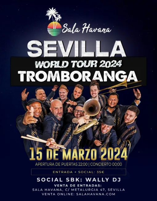 Poster for Tromboranga world tour 2024 on Friday, March 15
