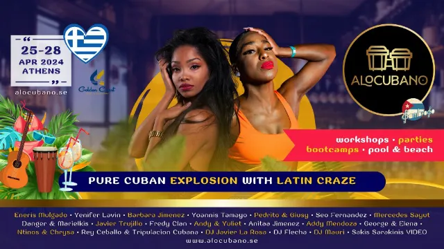 Poster for AloCubano Festival 2024 • Cuban Fever & Latin Craze with Sambroso • ATHENS Marathon Beach on Thursday, April 25