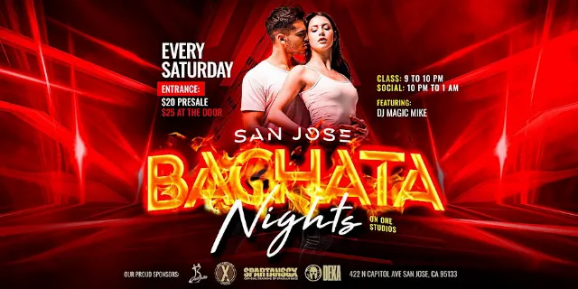 Poster for San Jose Bachata Nights on Saturday, March  2.