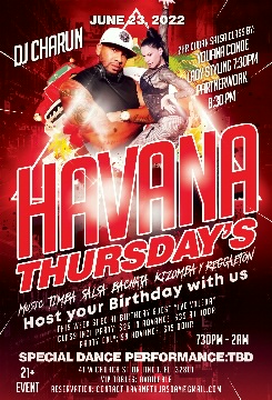 Poster for Havana Thursday’s on Thursday, August 11 by Havana Thursday’s