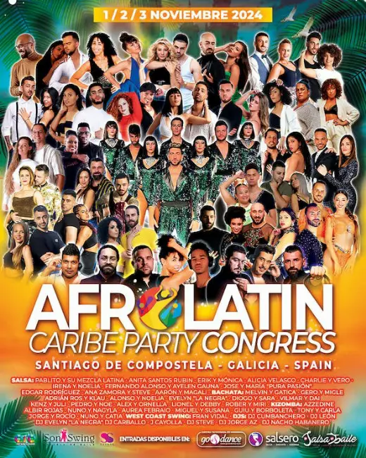 Poster for Afrolatin Caribe Party Congress 2024 on Friday, November  1