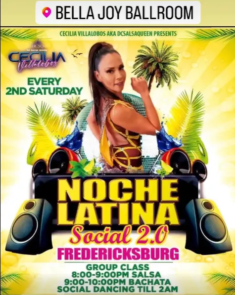Poster for Noche Latina Social 2.0 on Saturday, March  9