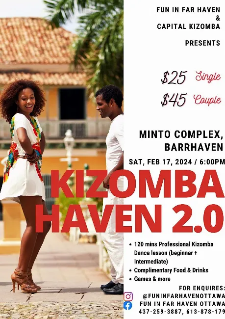 Poster for Kizomba Haven 2.0 on Saturday, February 17 by Fun in FarHaven events