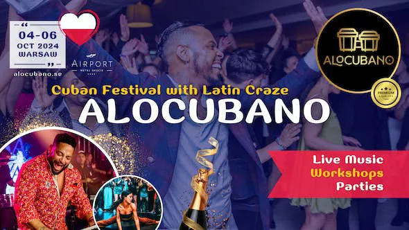 Poster for AloCubano Salsa Festival 2024 • Cuban Fever & Latin Craze • Live CONCERT Tripulacion Cubana • WARSAW on Friday, October  4