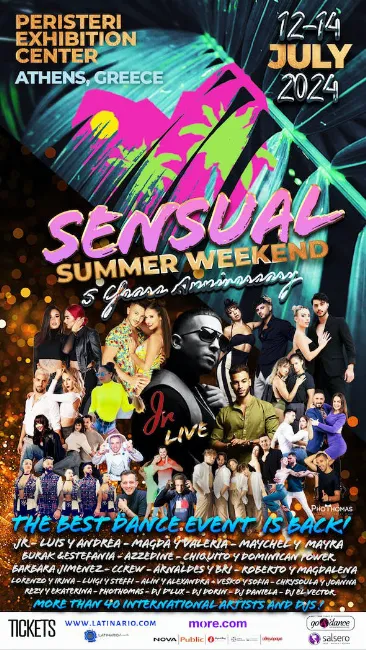 Poster for Sensual Summer Weekend & Jr. Live in Athens 12-14 July 2024 on Friday, July 12