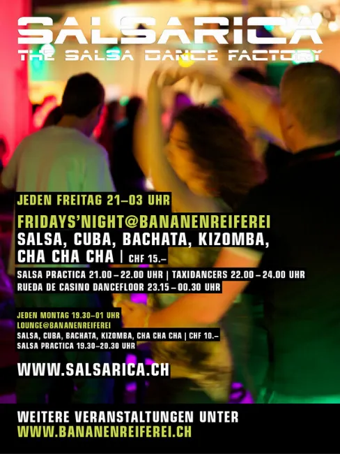 Poster for FridayNight@Bananenreiferei on Friday, March 31.