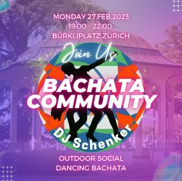 Poster for Bürkliplatz Outdoor Social Bachata Community on Monday, March 27.