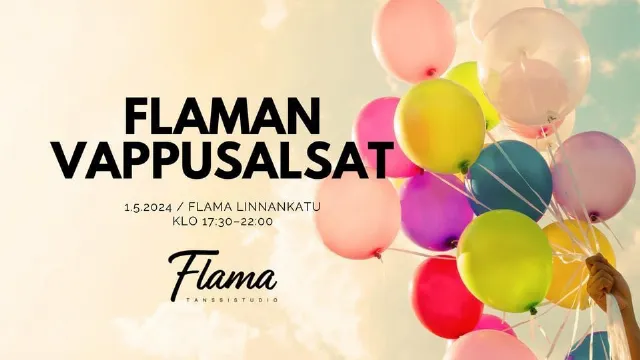 Poster for Flaman vappusalsat on Wednesday, May  1 by Tanssistudio Flama