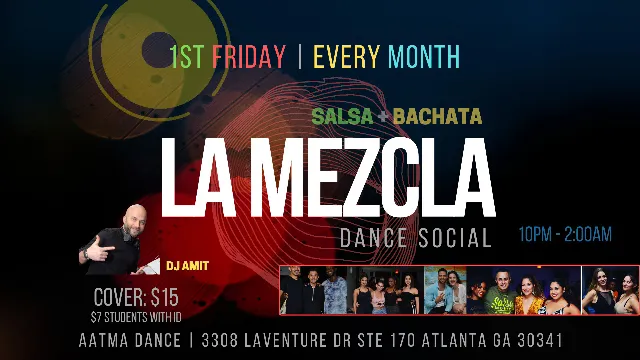 Poster for La Mezcla Dance Social on Friday, March  1.