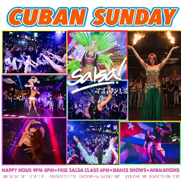 Poster for Cuban Sundays at Bar Salsa Temple on Sunday, June 18 by Bar Salsa Temple