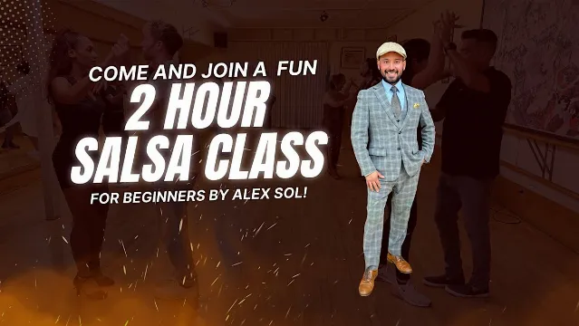 Poster for 2 Hour Salsa Class for Beginners by Alex Sol on Sunday, March  3.