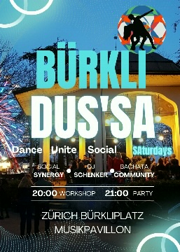 Poster for Bürkli DUS'SA 💃🕺🎵 Dance Unite Social Saturdays on Saturday, September 24 by DJ Schenker🎵