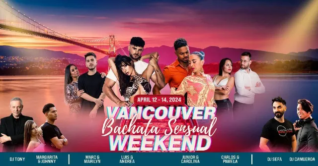 Poster for Vancouver bachata Sensual Weekend - 3rd Edition on Friday, April 12 by Vibes Events