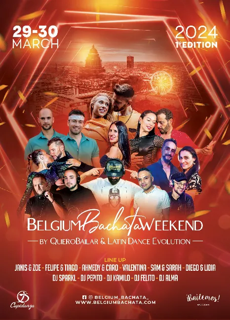Poster for Belgium Bachata Weekend on Friday, March 29 by Belgium Bachata