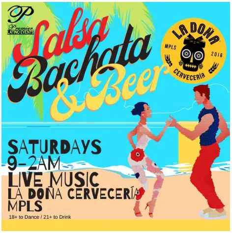 Poster for Salsa Bachata and Beer on Saturday, December 16 by Premier Latino Events