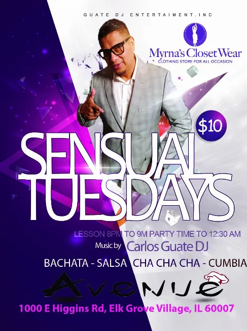 Poster for Sensual Tuesdays on Tuesday, November 28 by Carlos GuateDJ