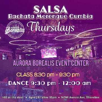 Poster for Latin Dance & DJ Thursday Nights on Thursday, January 25 by Aurora Borealis