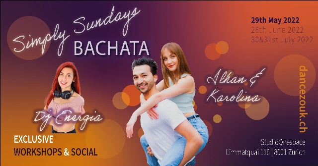 Poster for Simply Sundays - Bachata on Sunday, May 29.