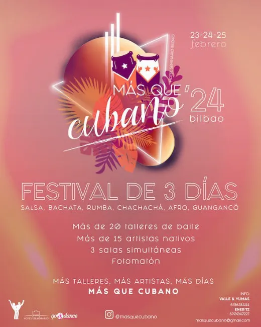 Poster for Más que Cubano Festival BILBAO 2024 (2nd Edition) on Thursday, February 22