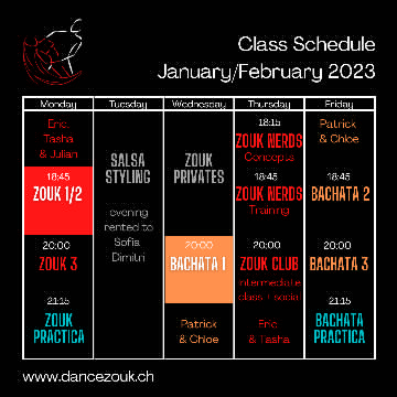 Poster for Bachata practica - let's dance! on Friday, February 10.