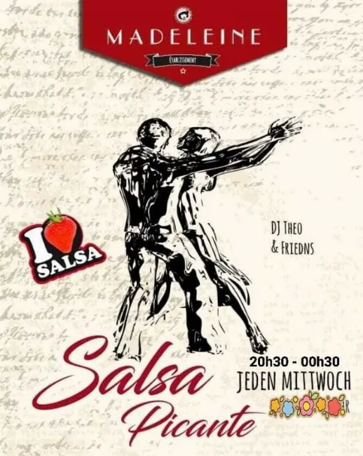 Poster for JEDEN MITTWOCH (20h) 🔥 SALSA PICANTE 🔥 IN LUZERN mit DJ THEO on Wednesday, December  6.