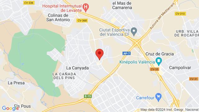 Mapa de la zona alrededor de Carrer 602, 1, 46980 La Cañada de Paterna, Valencia