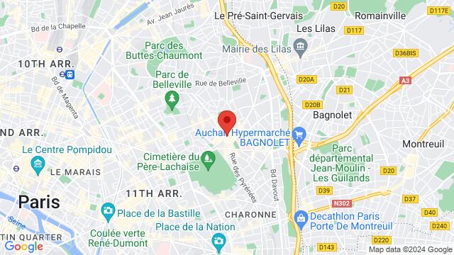 Map of the area around 64 Rue Orfila 75020 Paris