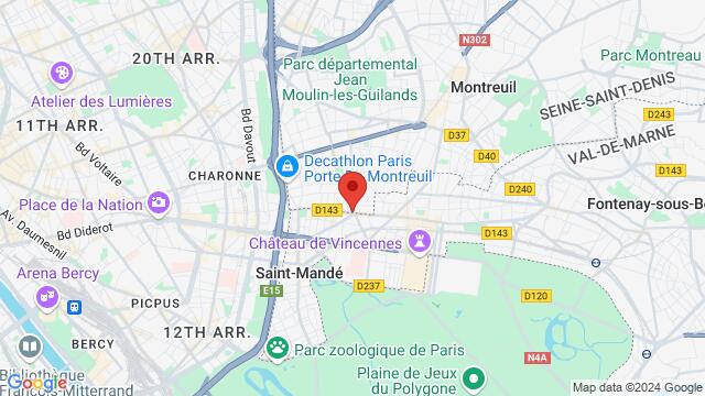 Map of the area around 38 rue de Lagny, 93100 Montreuil