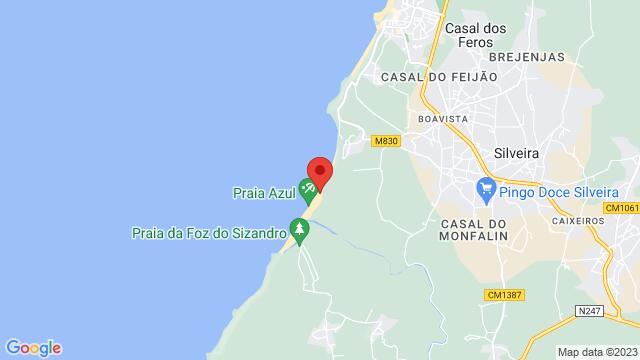 Map of the area around Centro de Actividades Sociais da Praia Azul  Rua da Varandinha, Praia Azul, 2560- 411 Silveira – Torres Vedras