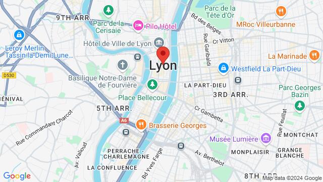 Map of the area around Lyon, France, Lyon, RH, FR