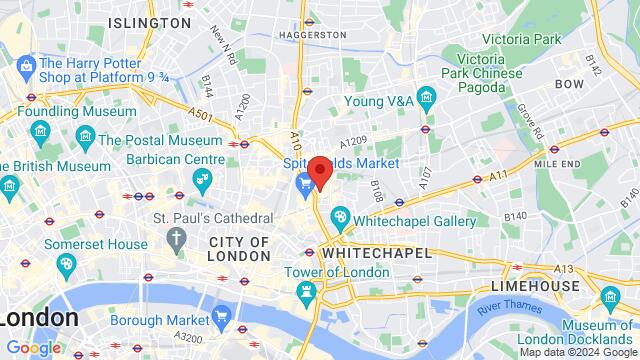 Map of the area around Juju’s Bar and Stage, Juju's Bar and Stage, Ely's Yard, 15 Hanbury Street, London, E1 6QR, United Kingdom