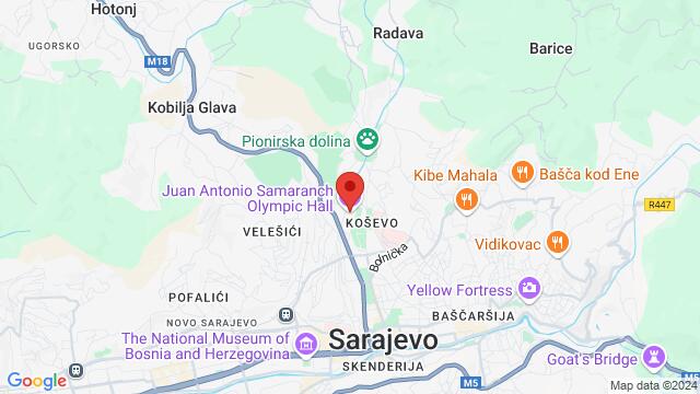 Map of the area around Olimpijska dvorana Zetra, Ulica Patriotske lige, 71000 Sarajevo, Bosna i Hercegovina,Sarajevo, Bosnia and Herzegovina, Sarajevo, BF