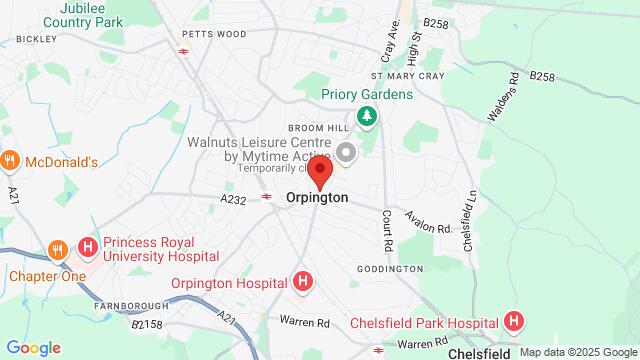 Map of the area around Orpington Village Hall (Orpington), 311 High St, Orpington, BR6 0NN, United Kingdom