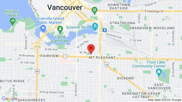 Map of the area around 55 WEST 8TH AVE,Vancouver, British Columbia, Vancouver, BC, CA